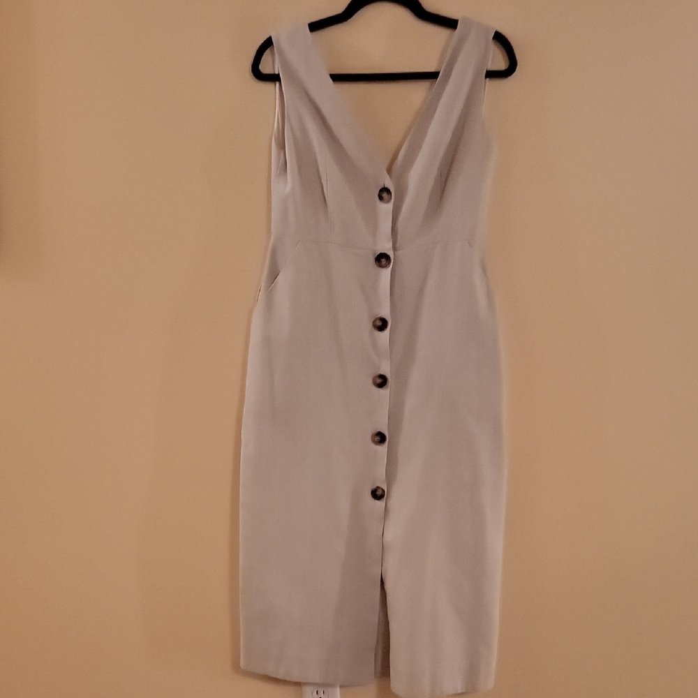 Cream Button-Down Dress